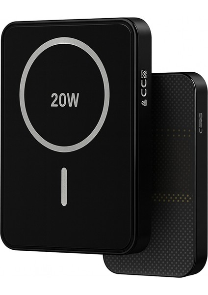 20W Hızlı Şarj Kablosuz Powerbank 10000MAH Type-C Girişli Siyah Taşınabilir Şarj Aleti Güçlü Batarya Uzun Ömürlü Taşınabilir Güç Kaynağı