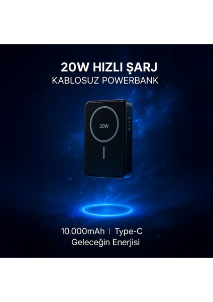20W Hızlı Şarj Kablosuz Powerbank 10000MAH Type-C Girişli Siyah Taşınabilir Şarj Aleti Güçlü Batarya Uzun Ömürlü Taşınabilir Güç Kaynağı indirimleri
