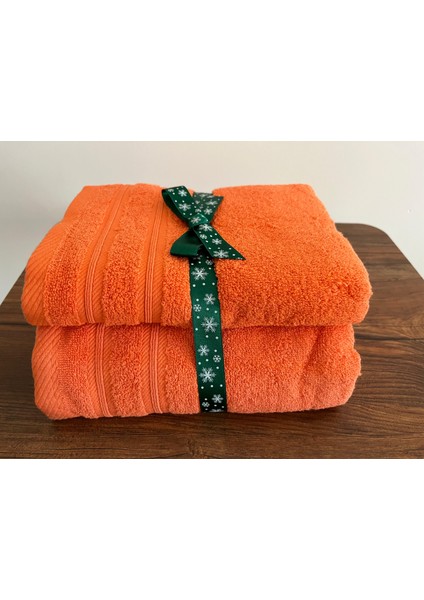 % 100 Pamuklu Turuncu 2'li Banyo Havlu Seti (70 x 140 cm Banyo Havlusu ve 50 x 90 cm Baş Havlusu)