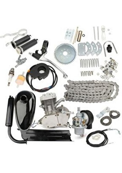 48CC 2 Zamanlı Benzinli Bisiklet Motor Kiti Gri Renk Hava Soğutmalı 48cc