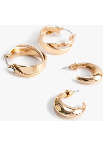 2'li Çelik Halka Küpe Seti modelleri