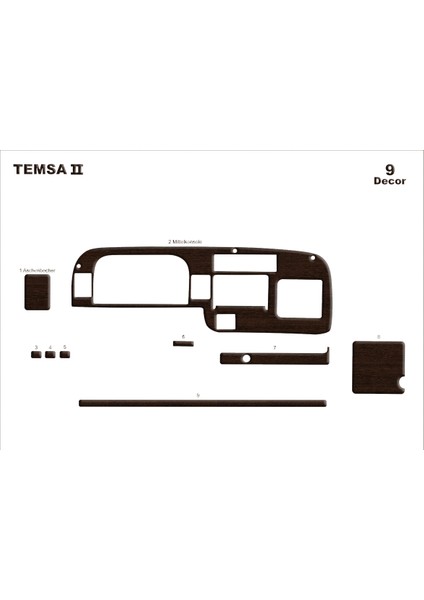Mitsubishi Temsa Prestige Midibus Konsol-Torpido Kaplama 1999 9 Koyu Meşe