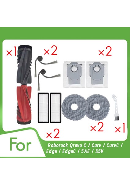 Roborock Qrevo C / Curv / Curvc / Edge / Edgec / 5AE / S5V Süpürme Ana Yan Fırça Paspas Filtre Toz Torbaları Için (Yurt Dışından) modelleri