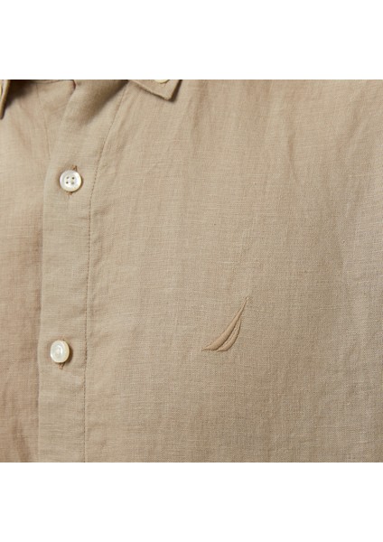 Erkek Bej Classic Fit Keten Gömlek indirimleri