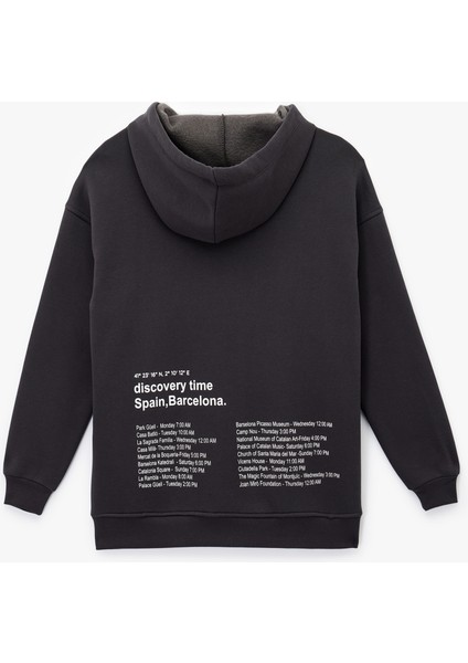 Uzun Kollu Kapüşonlu Arkası Baskılı Oversize Sweatshirt fiyatları