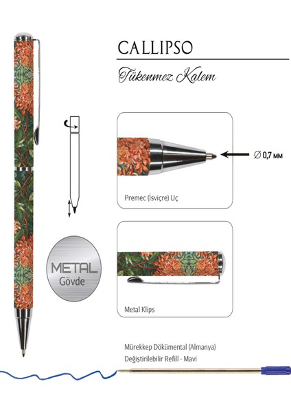 Callıpso 0.7 mm Mavi Tükenmez Kalem