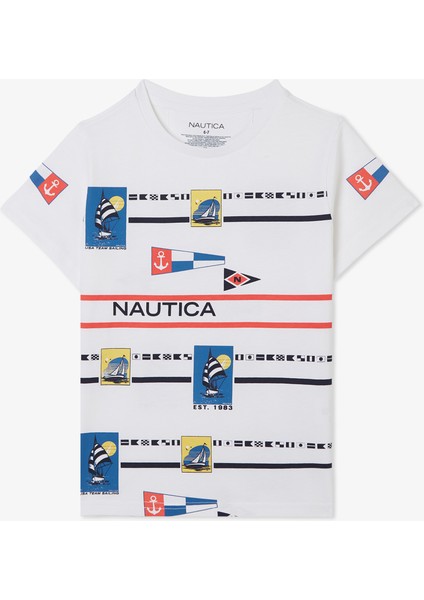 Erkek Çocuk Beyaz Regular Fit Baskılı T-Shirt