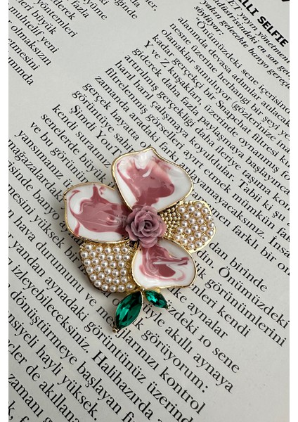 Altın Sarısı Gül Detay Incili Çiçek Broş (4cm) fırsatları