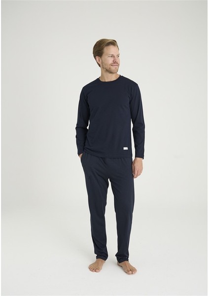 Battal Kly Sıfır Yaka Uzun Kol Büyük Beden Erkek Pijama Takım
