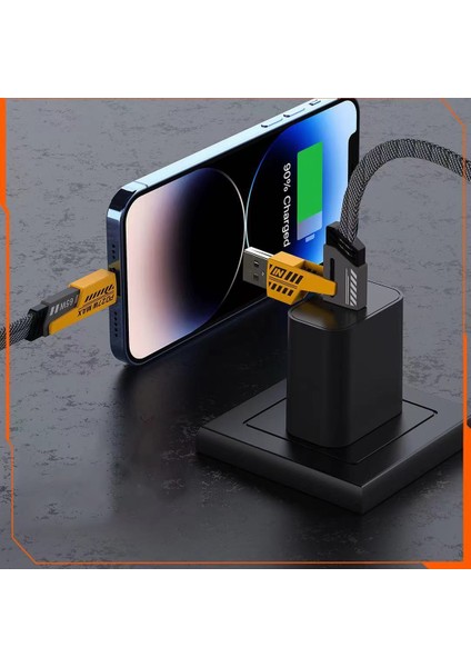65W Çok Hızlı Kopmaz 4 Başlıklı Altın Uç Hızlı Şarj Kablosu Tüm Telefon Tabletler Için Uyumlu modelleri
