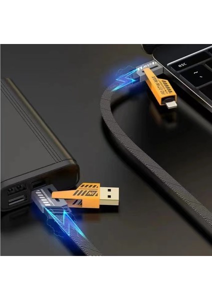 65W Çok Hızlı Kopmaz 4 Başlıklı Altın Uç Hızlı Şarj Kablosu Tüm Telefon Tabletler Için Uyumlu fırsatları