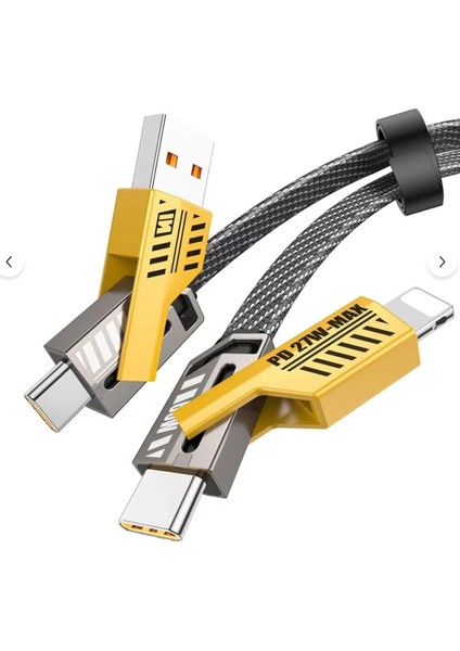 65W Çok Hızlı Kopmaz 4 Başlıklı Altın Uç Hızlı Şarj Kablosu Tüm Telefon Tabletler Için Uyumlu indirimleri