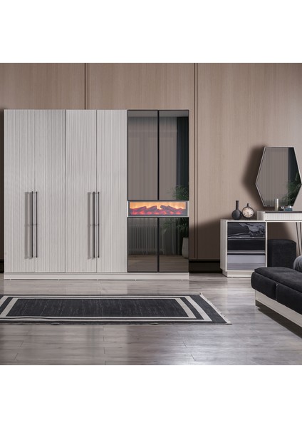Diamond 6 Kapaklı Ledli Gardırop