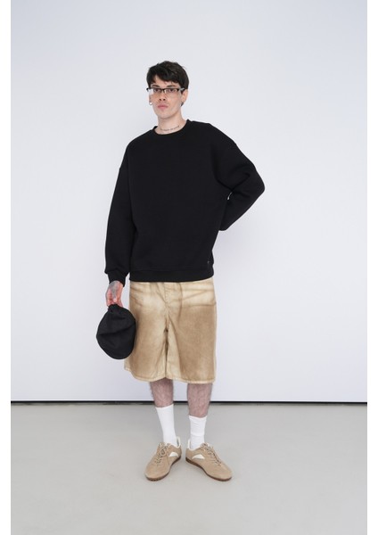 Basic Bisiklet Yaka Oversize Sweat