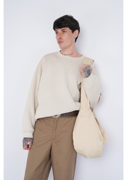 Basic Bisiklet Yaka Oversize Sweat