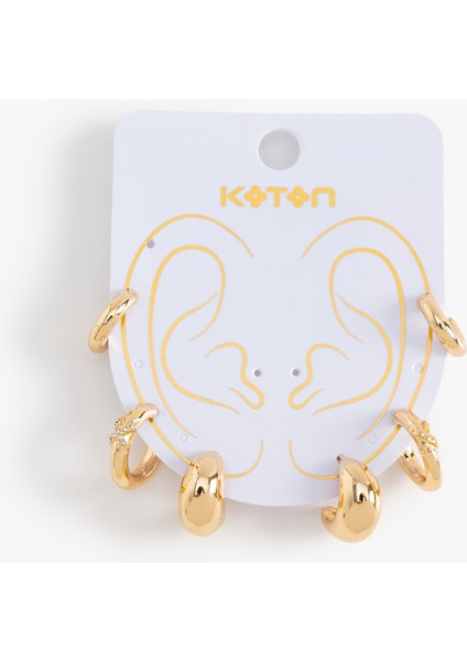3'lü Halk ve Earcuff Küpe Seti