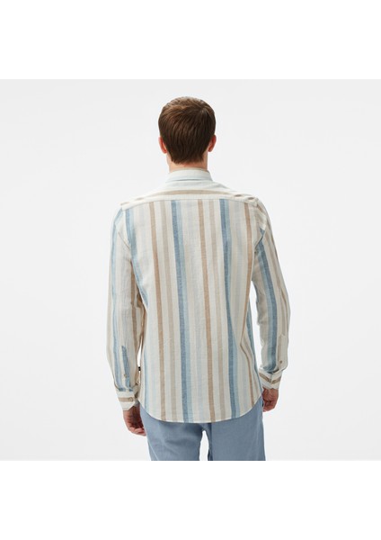 Erkek Mavi Classic Fit Çizgili Gömlek fiyatları