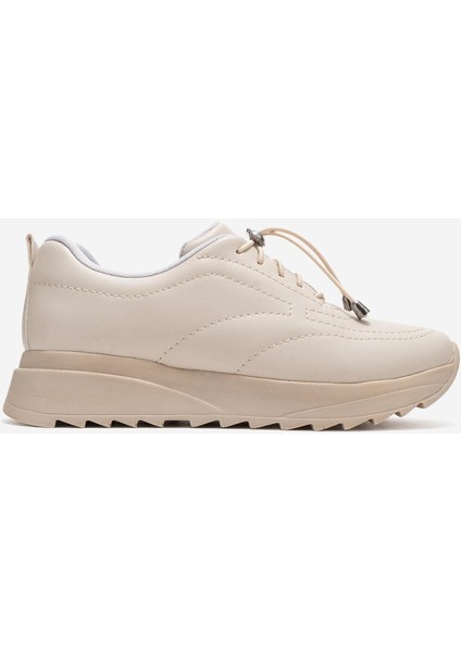 Kadın Dikişli Lastikli Spor Ayakkabı Bej Bej fiyatları