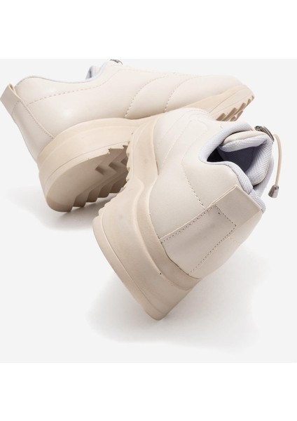 Kadın Dikişli Lastikli Spor Ayakkabı Bej Bej fırsatları