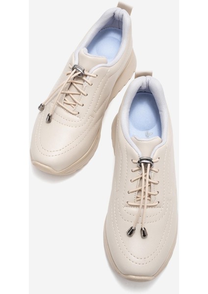 Kadın Dikişli Lastikli Spor Ayakkabı Bej Bej indirimleri