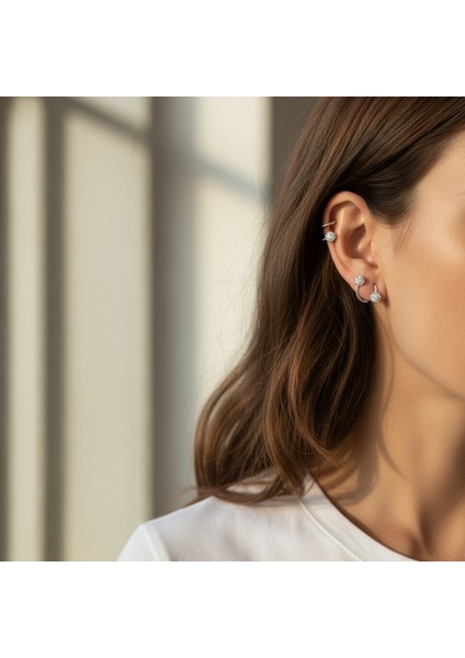 Sarmal Şık İki Top Küpe | S-Şekil Modern Delikli Kulak Memesi (Lobe) Küpesi (çiftli)