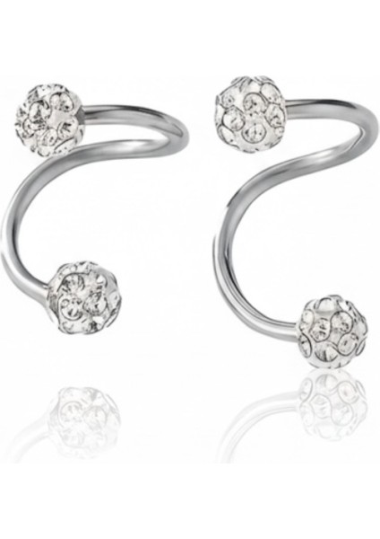 Sarmal Şık İki Top Küpe | S-Şekil Modern Delikli Kulak Memesi (Lobe) Küpesi (çiftli) fırsatları