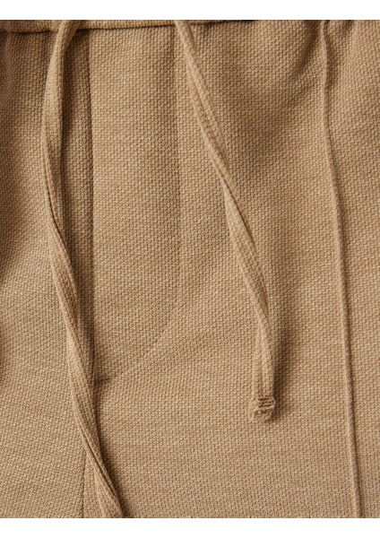 Beli Bağcıklı Viskon Karışımlı Cepli Dikiş Detaylı Chino Eşofman Pantolon