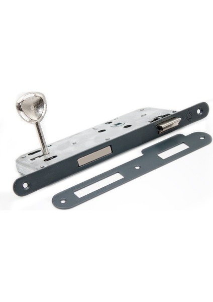 Stilo Antrasit Kare Rozetli Oda Kapı Kolu ve 40X23MM Antrasit Oda Gömme Kilit Set