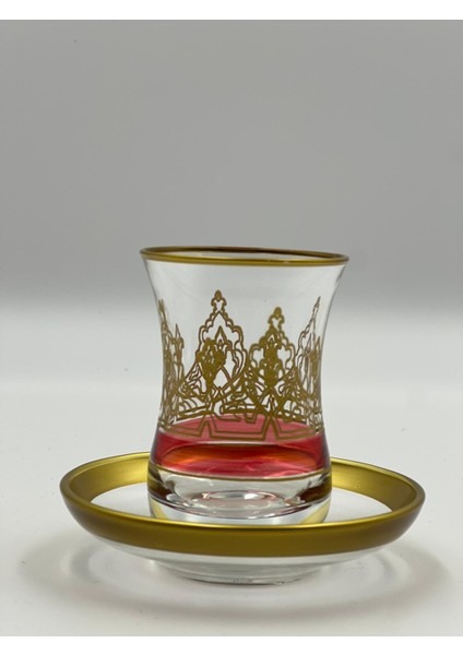 Altın Taç Desenli 6 Kişilik Çay Bardağı Seti
