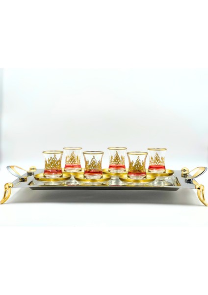 Altın Taç Desenli 6 Kişilik Çay Bardağı Seti modelleri