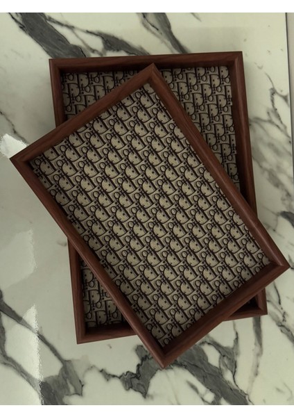 Pbt - 360 Kahverengi Desenli 2'li Set Tepsi