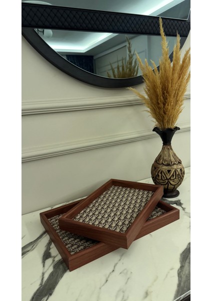 Pbt - 360 Kahverengi Desenli 2'li Set Tepsi fiyatları