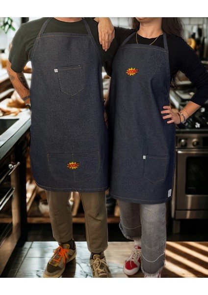 Yetişkin Aşçı / Mutfak / Boyama Önlüğü-Boom Sticker (alt cep)