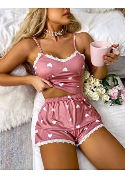 Dantel Detaylı Kalpli Pijama Takımı fiyatları