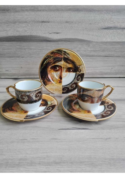 Zeugma-2 Kişilik Çift Desenli Kahve Fincanı Seti