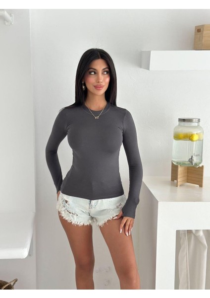 Kadın Bisiklet Yaka Uzun Kol Parmak Geçmeli Buzy Bady modelleri