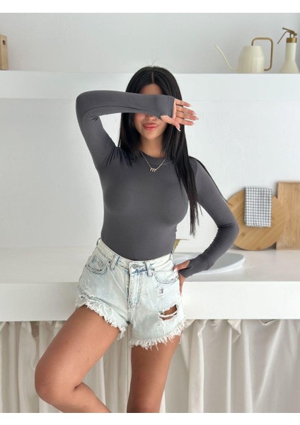 Kadın Bisiklet Yaka Uzun Kol Parmak Geçmeli Buzy Bady fırsatları