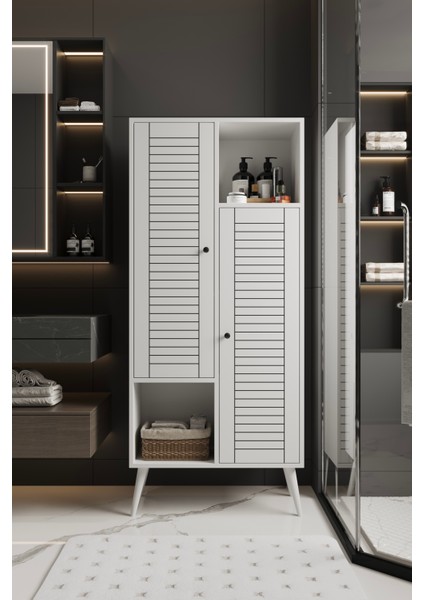 Lumen Çok Amaçlı Mdf Beyaz Banyo Dolabı 160X70 cm