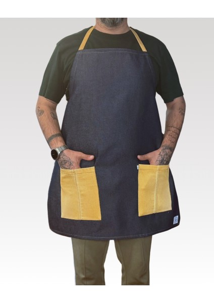 Yetişkin Aşçı / Mutfak / Boyama Önlüğü - Hardal Cepli