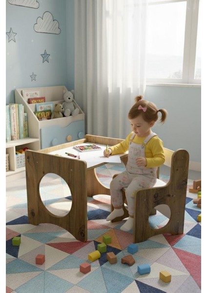 Montessori Çocuk Oyun & Aktivite ve Çalışma Masa ve Sandalyesi