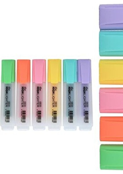 6'lı Pastel Renk Fosforlu Kalem Seti Ofis ve Okul Kullanımı İçin Uygun modelleri