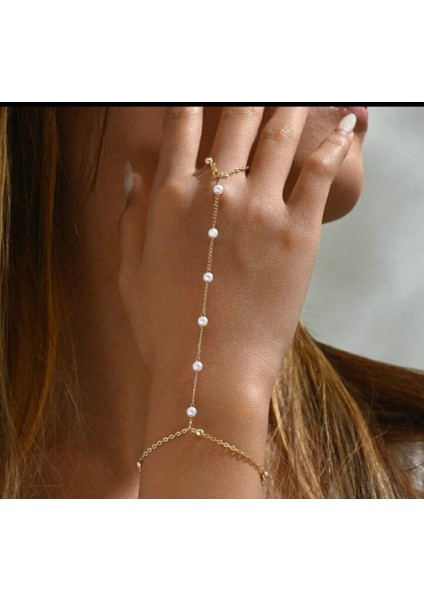 Şıklığınızı Tamamlayan Altın Renk Inci Top Zincir Kadın Şahmeran