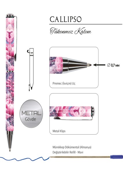 Callıpso 0.7 mm Mavi Tükenmez Kalem