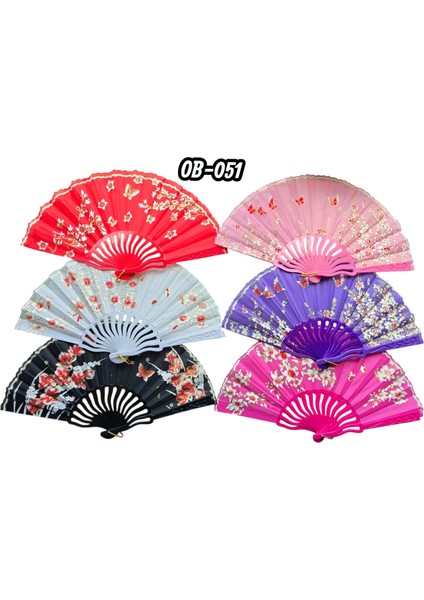 Plastik Kumaş Yelpaze 12'li Karışık OB-051