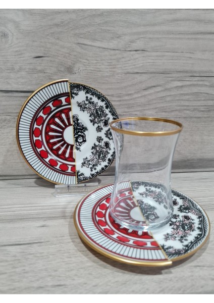 Apollo 6 Kişilik Çift Desenli Çay Seti