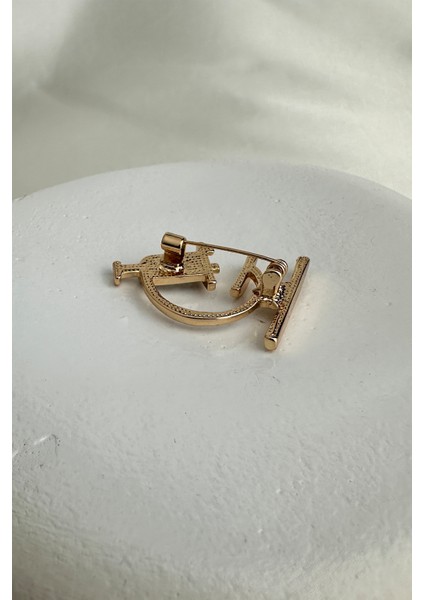 Taş Detaylı Mineli Mikroskop Tasarım Broş (3cm) fiyatları