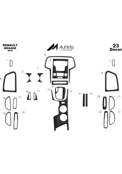 Renault Megane Konsol-Torpido Kaplama 2016 23 Parça Karbon