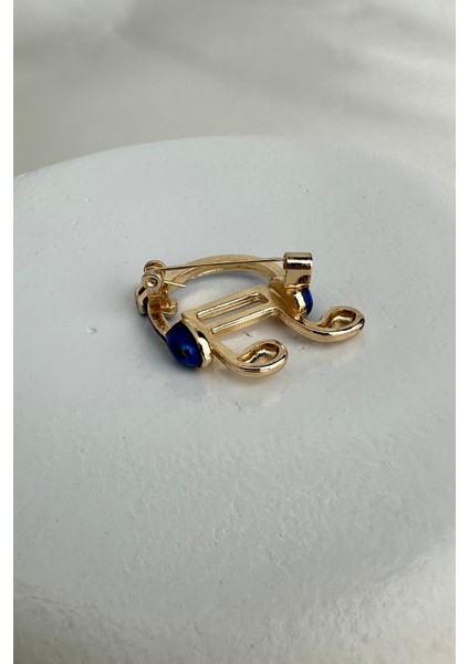 Altın Sarısı Renkli Kulaklık Detay Müzik Notası Broş (2cm) fiyatları