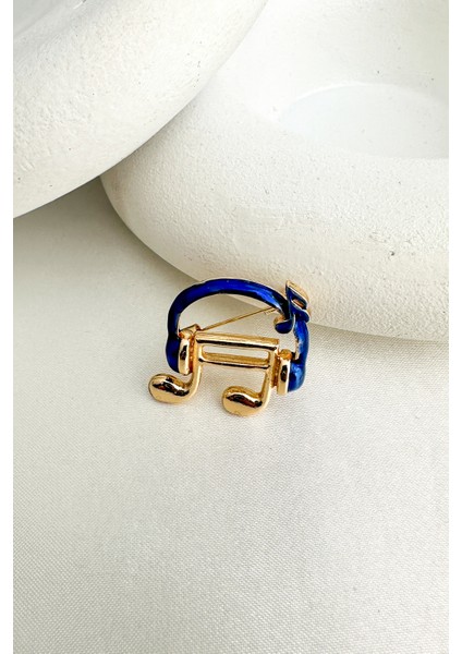 Altın Sarısı Renkli Kulaklık Detay Müzik Notası Broş (2cm) modelleri