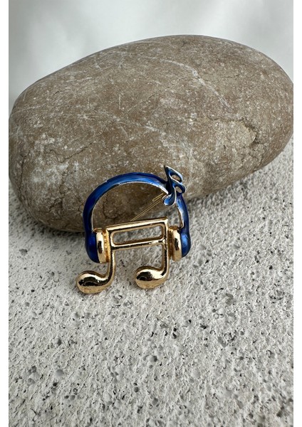 Altın Sarısı Renkli Kulaklık Detay Müzik Notası Broş (2cm) fırsatları